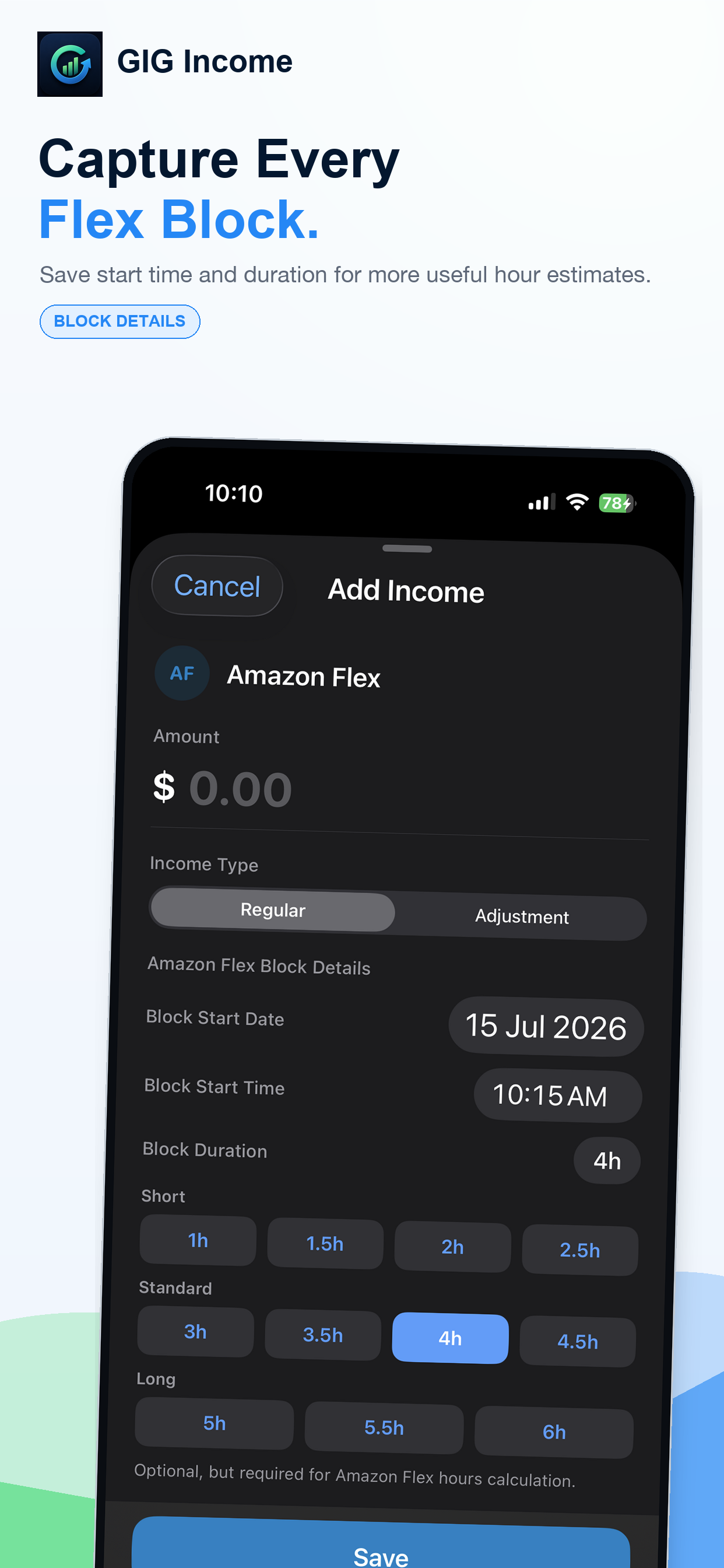 Capture Amazon Flex block details