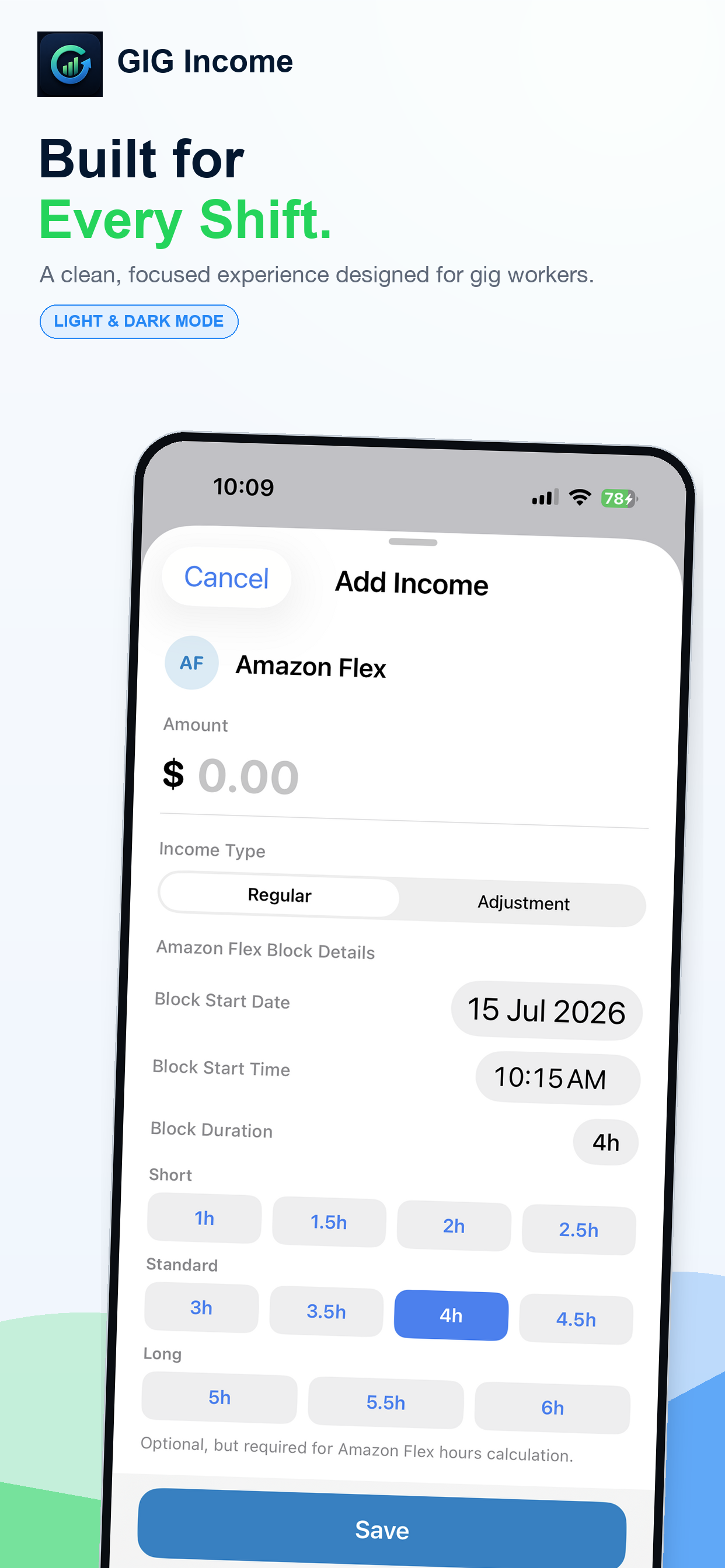 GIG Income light and dark mode