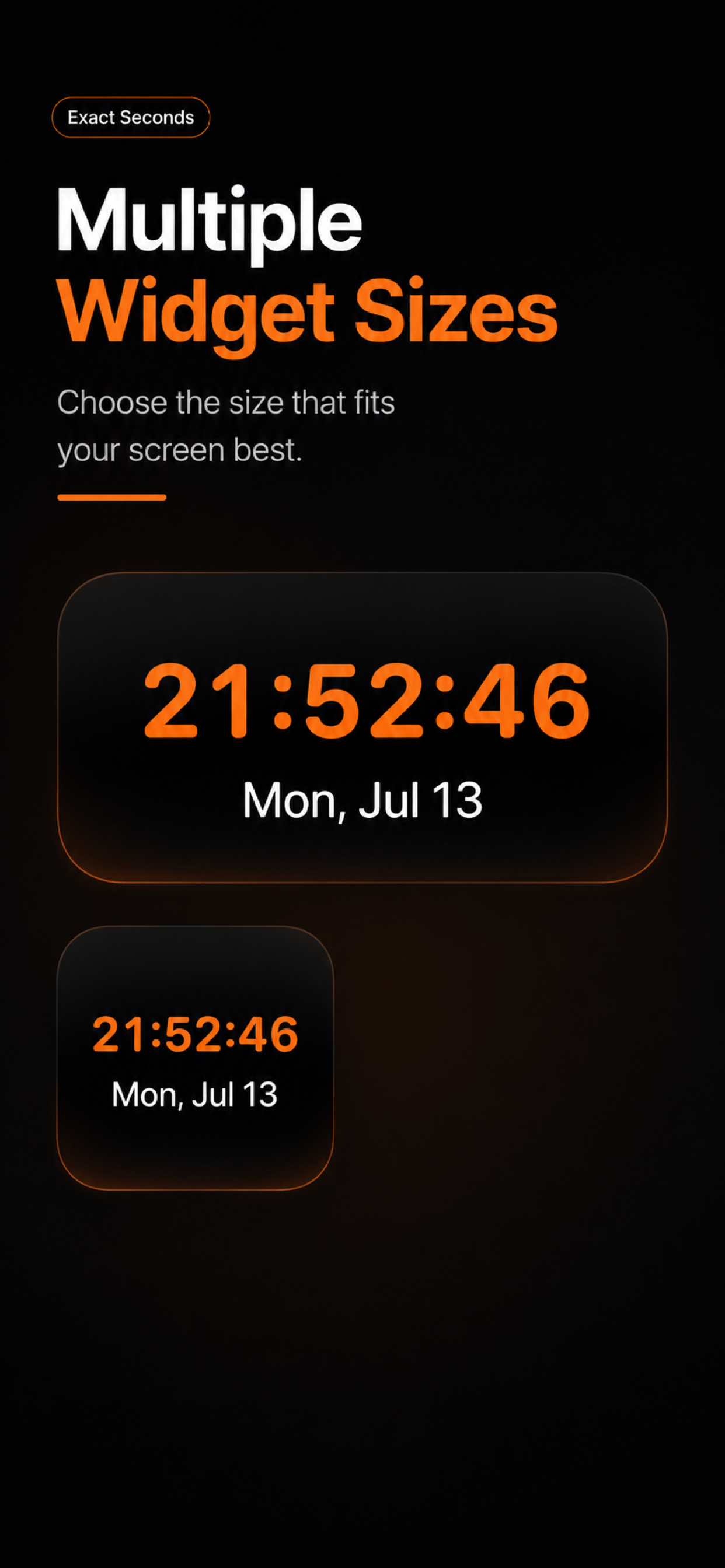 Seconds app showing simple display controls